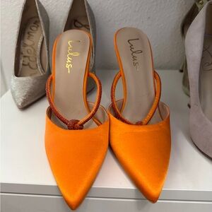 Lulu's Vibrant Orange Satin Heels